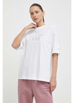 New Balance t-shirt bawełniany damski kolor biały WT41519WT ze sklepu ANSWEAR.com w kategorii Bluzki damskie - zdjęcie 170830500