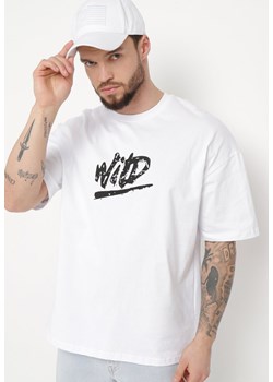 Biała Koszulka Bawełniana z Nadrukiem Anfria ze sklepu Born2be Odzież w kategorii T-shirty męskie - zdjęcie 170835963