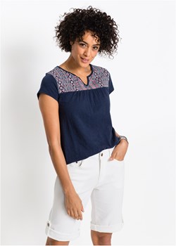 Shirt poszerzany dołem, z nadrukiem, krótki rękaw ze sklepu bonprix w kategorii Bluzki damskie - zdjęcie 170837494