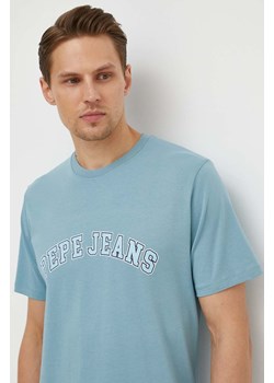 Pepe Jeans t-shirt bawełniany CLEMENT męski kolor niebieski z nadrukiem PM509220 ze sklepu ANSWEAR.com w kategorii T-shirty męskie - zdjęcie 170841392