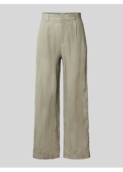 Spodnie z lnu w jednolitym kolorze ze sklepu Peek&Cloppenburg  w kategorii Spodnie damskie - zdjęcie 170842140