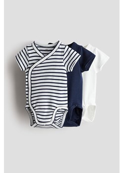 H & M - Kopertowe body 3-pak - Niebieski ze sklepu H&M w kategorii Odzież dla niemowląt - zdjęcie 170842732