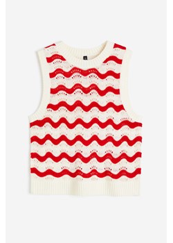 H & M - Bezrękawnik w ażurowy splot - Czerwony ze sklepu H&M w kategorii Bluzki damskie - zdjęcie 170842800