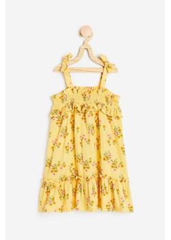 H & M - Bawełniana sukienka z elastycznym marszczeniem - Żółty ze sklepu H&M w kategorii Sukienki dziewczęce - zdjęcie 170842832