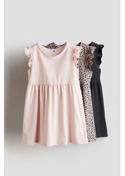 H & M - Dżersejowa sukienka 3-pak - Brązowy ze sklepu H&M w kategorii Sukienki dziewczęce - zdjęcie 170842904