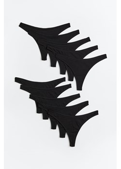 H & M - Bawełniane figi thong 10-pak - Czarny ze sklepu H&M w kategorii Majtki damskie - zdjęcie 170842920