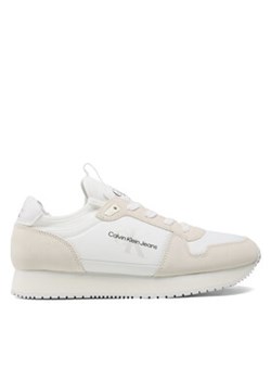 Calvin Klein Jeans Sneakersy Runner Sock Laceup Ny-Lth YM0YM00553 Biały ze sklepu MODIVO w kategorii Buty sportowe męskie - zdjęcie 170849622