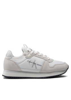 Calvin Klein Jeans Sneakersy Runner Sock Laceup Ny-Lth Wn YW0YW00840 Biały ze sklepu MODIVO w kategorii Buty sportowe damskie - zdjęcie 170850300