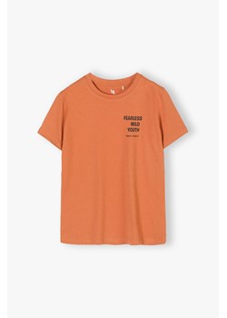 Pomarańczowy t-shirt chłopięcy bawełniany- Fearless wild youth ze sklepu 5.10.15 w kategorii T-shirty chłopięce - zdjęcie 170850794
