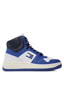 Sneakersy Tommy Jeans Mid Cut Basket EM0EM01164 Niebieski ze sklepu eobuwie.pl w kategorii Buty sportowe męskie - zdjęcie 170854200