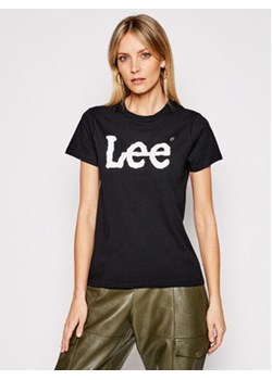 Lee T-Shirt Logo Tee L42UER01 112109467 Czarny Regular Fit ze sklepu MODIVO w kategorii Bluzki damskie - zdjęcie 170855431