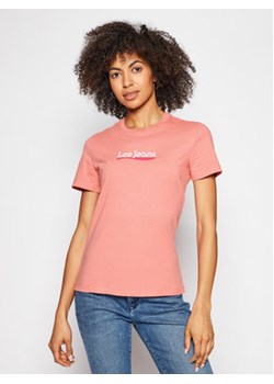 Lee T-Shirt Logo L44NEPQJ 112109935 Różowy Regular Fit ze sklepu MODIVO w kategorii Bluzki damskie - zdjęcie 170855433