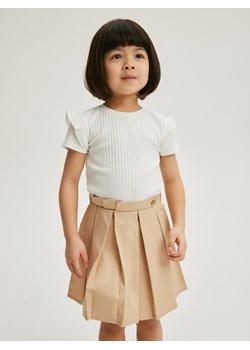 Reserved - Prążkowana bluzka z falbanami - złamana biel ze sklepu Reserved w kategorii Bluzki dziewczęce - zdjęcie 170859431