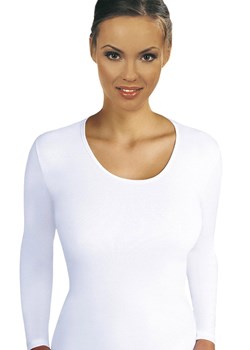 Gładka biała koszulka damska z długim rękawem Lena, Kolor biały, Rozmiar M, EMILI ze sklepu Intymna w kategorii Podkoszulki i halki - zdjęcie 170863322