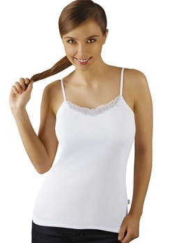 Koszulka damska biała na cienkich ramiączkach Sila, Kolor biały, Rozmiar M, EMILI ze sklepu Intymna w kategorii Podkoszulki i halki - zdjęcie 170863323