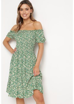 Zielona Sukienka Hiszpanka z Bawełny w Drobne Kwiatki Wietema ze sklepu Born2be Odzież w kategorii Sukienki - zdjęcie 170865102
