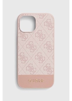 Guess etui na telefon iPhone 15 / 14 / 13 6.1&quot; kolor różowy ze sklepu ANSWEAR.com w kategorii Etui - zdjęcie 170866460