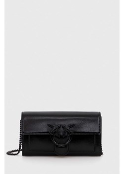 Pinko portfel skórzany damski kolor czarny 100062 A124 ze sklepu ANSWEAR.com w kategorii Portfele damskie - zdjęcie 170867264