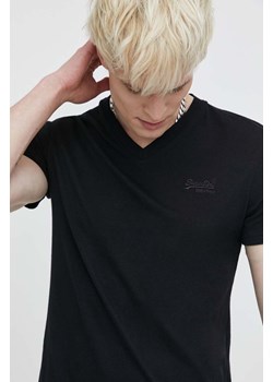 Superdry t-shirt bawełniany męski kolor czarny gładki ze sklepu ANSWEAR.com w kategorii T-shirty męskie - zdjęcie 170867414