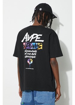 AAPE t-shirt bawełniany Boxy Fit Tee męski kolor czarny z nadrukiem ATE1374 ze sklepu PRM w kategorii T-shirty męskie - zdjęcie 170874150