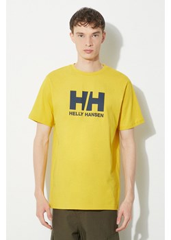 Helly Hansen t-shirt bawełniany męski kolor żółty z aplikacją ze sklepu PRM w kategorii T-shirty męskie - zdjęcie 170874204