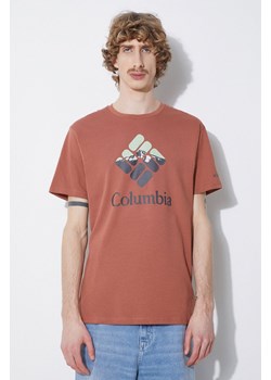 Columbia t-shirt bawełniany Rapid Ridge kolor czerwony z nadrukiem 1888813 ze sklepu PRM w kategorii T-shirty męskie - zdjęcie 170874320