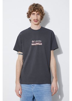 Columbia t-shirt bawełniany Explorers Canyon kolor szary wzorzysty 2036451 ze sklepu PRM w kategorii T-shirty męskie - zdjęcie 170874432