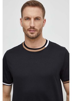 BOSS t-shirt bawełniany męski kolor czarny z aplikacją ze sklepu ANSWEAR.com w kategorii T-shirty męskie - zdjęcie 170874640