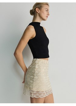 Reserved - Połyskująca spódnica mini - beżowy ze sklepu Reserved w kategorii Spódnice - zdjęcie 170875563