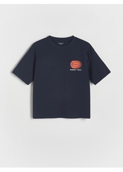 Reserved - T-shirt oversize z nadrukiem - czarny ze sklepu Reserved w kategorii T-shirty chłopięce - zdjęcie 170875701
