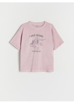 Reserved - T-shirt oversize z nadrukiem - fioletowy ze sklepu Reserved w kategorii T-shirty chłopięce - zdjęcie 170875711