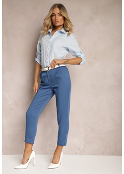 Niebieskie Spodnie z Regularnym Stanem z Gumką i Wsuwanymi Kieszeniami Silwena ze sklepu Renee odzież w kategorii Spodnie damskie - zdjęcie 170876421