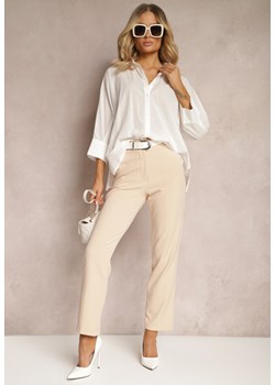 Beżowe Garniturowe Spodnie z Rozszerzanymi Nogawkami High Waist Stagiona ze sklepu Renee odzież w kategorii Spodnie damskie - zdjęcie 170876491