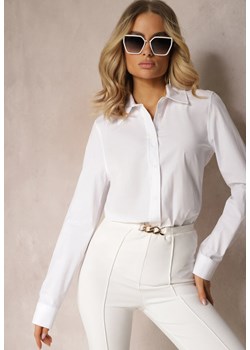 Biała Elegancka Bawełniana Koszula Wykończona Guzikami Siwila ze sklepu Renee odzież w kategorii Koszule damskie - zdjęcie 170876511