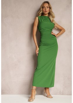 Zielona Sukienka Bodycon o Dopasowanym Fasonie Bez Rękawów z Drapowaniem Roxelina ze sklepu Renee odzież w kategorii Sukienki - zdjęcie 170876541
