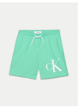 Calvin Klein Swimwear Szorty kąpielowe KV0KV00049 Zielony Regular Fit ze sklepu MODIVO w kategorii Kąpielówki chłopięce - zdjęcie 170878452