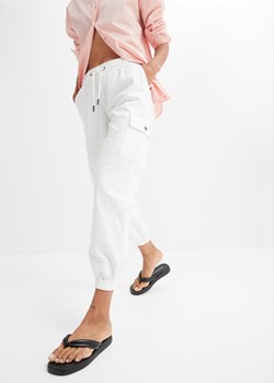 Spodnie bojówki z lnem i szerokim paskiem ze sklepu bonprix w kategorii Spodnie damskie - zdjęcie 170883660