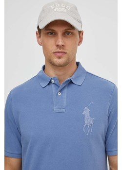 Polo Ralph Lauren polo bawełniane kolor niebieski z aplikacją ze sklepu ANSWEAR.com w kategorii T-shirty męskie - zdjęcie 170884114