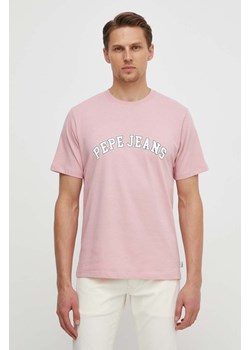 Pepe Jeans t-shirt bawełniany męski kolor różowy z nadrukiem ze sklepu ANSWEAR.com w kategorii T-shirty męskie - zdjęcie 170884200