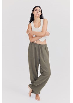 H & M - Muślinowe spodnie bez zapięcia - Zielony ze sklepu H&M w kategorii Spodnie damskie - zdjęcie 170886283