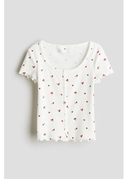 H & M - T-shirt w prążki - Biały ze sklepu H&M w kategorii Bluzki dziewczęce - zdjęcie 170886291