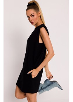 Sukienka mini z poduszkami na ramionach czarna M789, Kolor czarny, Rozmiar L, MOE ze sklepu Primodo w kategorii Sukienki - zdjęcie 170888234