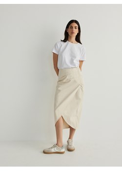 Reserved - Kopertowa spódnica midi - kremowy ze sklepu Reserved w kategorii Spódnice - zdjęcie 170891853