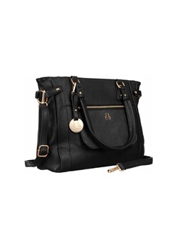 Shopperka damska z dopinanym paskiem i breloczkiem — LuluCastagnette czarna ze sklepu 5.10.15 w kategorii Torby Shopper bag - zdjęcie 170892951