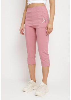 Różowe Spodnie 3/4 z Elastyczną Gumką w Pasie i Suwakami Leazira ze sklepu Born2be Odzież w kategorii Spodnie damskie - zdjęcie 170895834