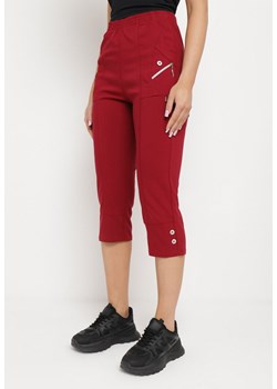 Bordowe Spodnie 3/4 z Elastyczną Gumką w Pasie i Suwakami Leazira ze sklepu Born2be Odzież w kategorii Spodnie damskie - zdjęcie 170895841