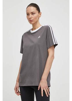 adidas t-shirt bawełniany damski kolor szary IS1564 ze sklepu ANSWEAR.com w kategorii Bluzki damskie - zdjęcie 170896334