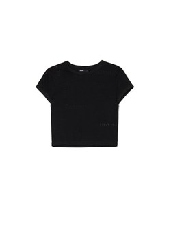 Cropp - Czarna koszulka z napisami - czarny ze sklepu Cropp w kategorii Bluzki damskie - zdjęcie 170896532
