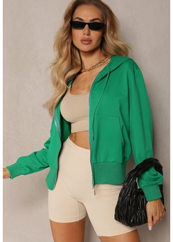 Zielona Klasyczna Rozpinana Bluza na Suwak ze Ściągaczem Parivea ze sklepu Renee odzież w kategorii Bluzy damskie - zdjęcie 170897713