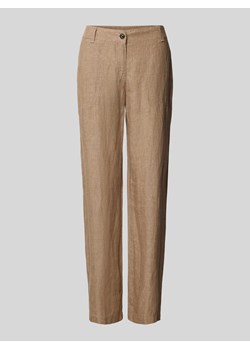 Spodnie lniane o kroju regular fit ze szlufkami na pasek model ‘NORA’ ze sklepu Peek&Cloppenburg  w kategorii Spodnie damskie - zdjęcie 170898161